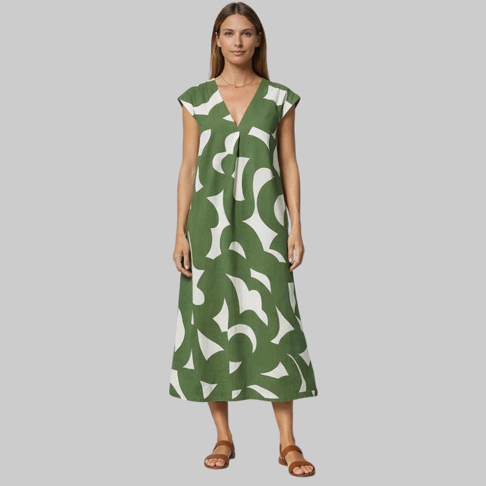 Valeria Vestido Mujer de Verano – Vestido ligero con escote en V elegante con estampado casual