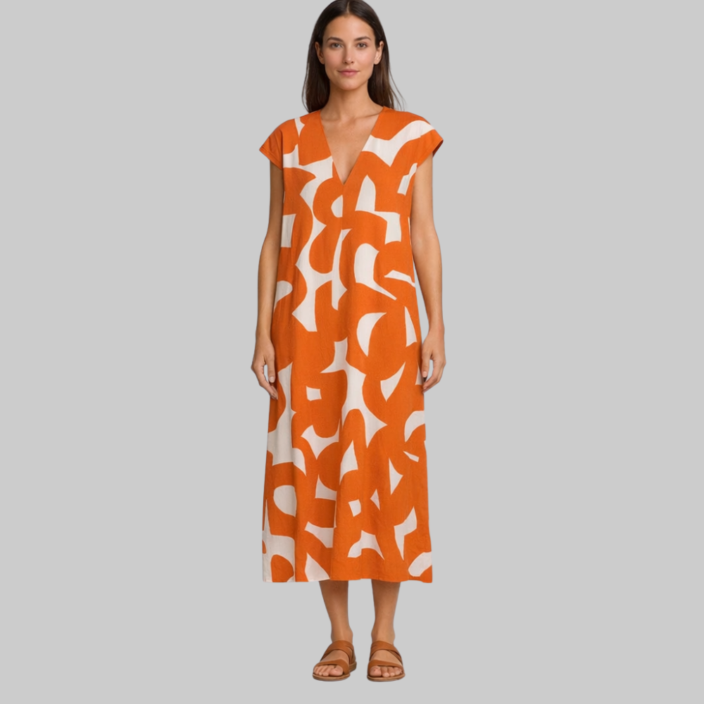 Valeria Vestido Mujer de Verano – Vestido ligero con escote en V elegante con estampado casual