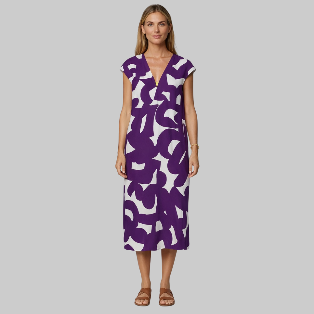 Valeria Vestido Mujer de Verano – Vestido ligero con escote en V elegante con estampado casual