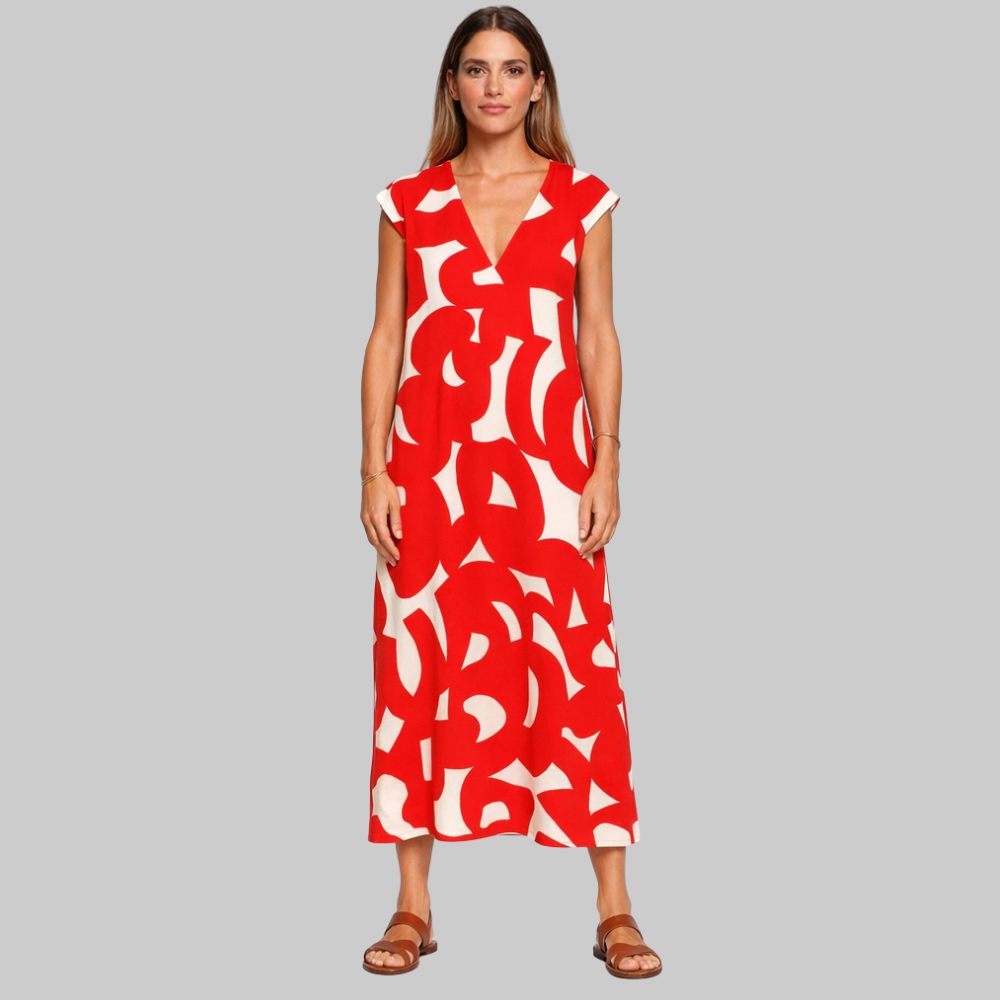 Valeria Vestido Mujer de Verano – Vestido ligero con escote en V elegante con estampado casual