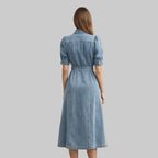 Vivienne Robe Femme Denim – Robe d'Été Boutons Souple Respirante Casual Chic