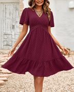 Kelsey Abito Mini Donna – Vestito a Pois con Scollo a V, Volant e Vita Alta