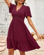 Kelsey Abito Mini Donna – Vestito a Pois con Scollo a V, Volant e Vita Alta