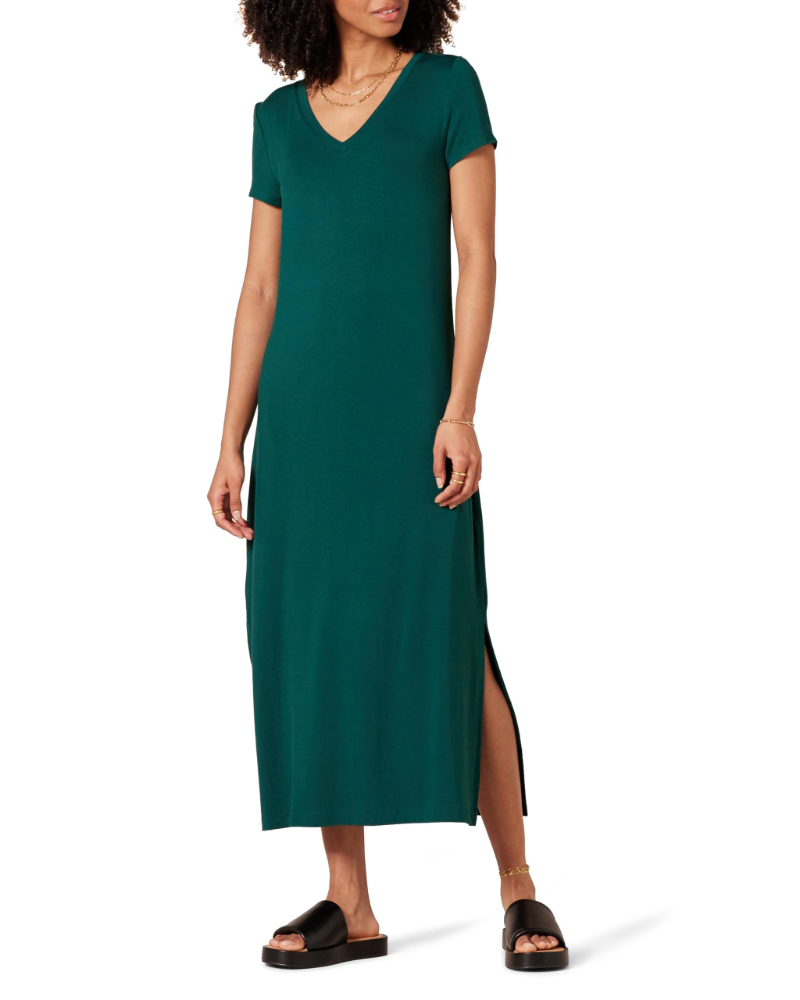 Morgan Abito Midi Donna – Vestito in Jersey di Viscosa con Scollo a V e Spacchi