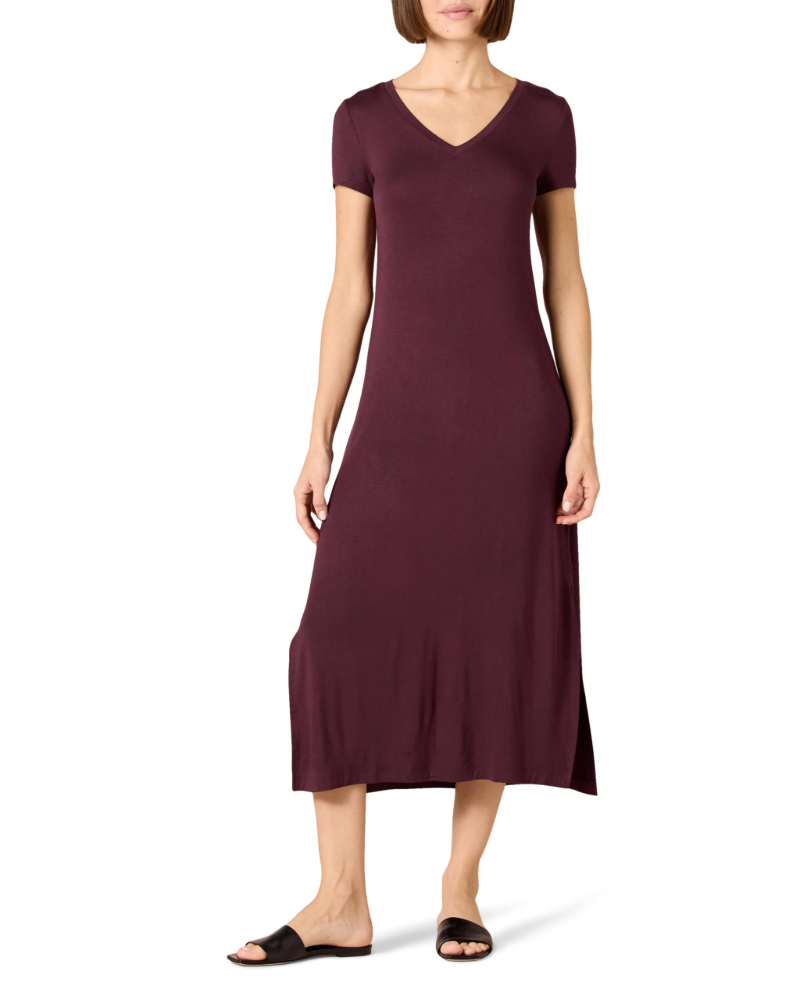 Morgan Abito Midi Donna – Vestito in Jersey di Viscosa con Scollo a V e Spacchi