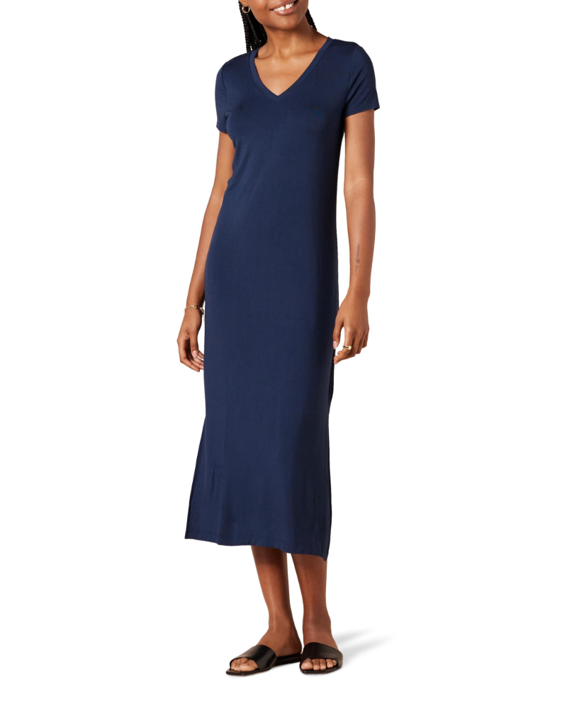 Morgan Abito Midi Donna – Vestito in Jersey di Viscosa con Scollo a V e Spacchi