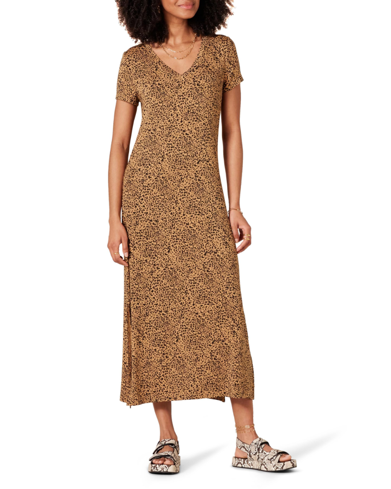 Morgan Abito Midi Donna – Vestito in Jersey di Viscosa con Scollo a V e Spacchi