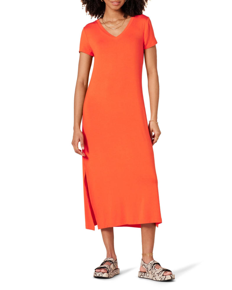 Morgan Abito Midi Donna – Vestito in Jersey di Viscosa con Scollo a V e Spacchi