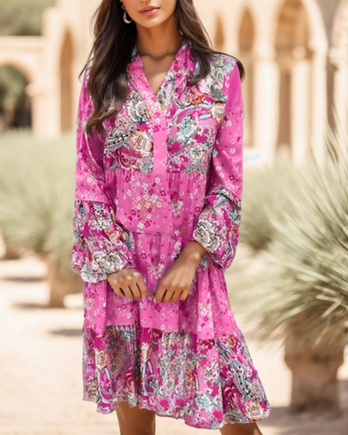 Robe midi Adeline pour femme – Robe d'été en lin plissé avec manches courtes