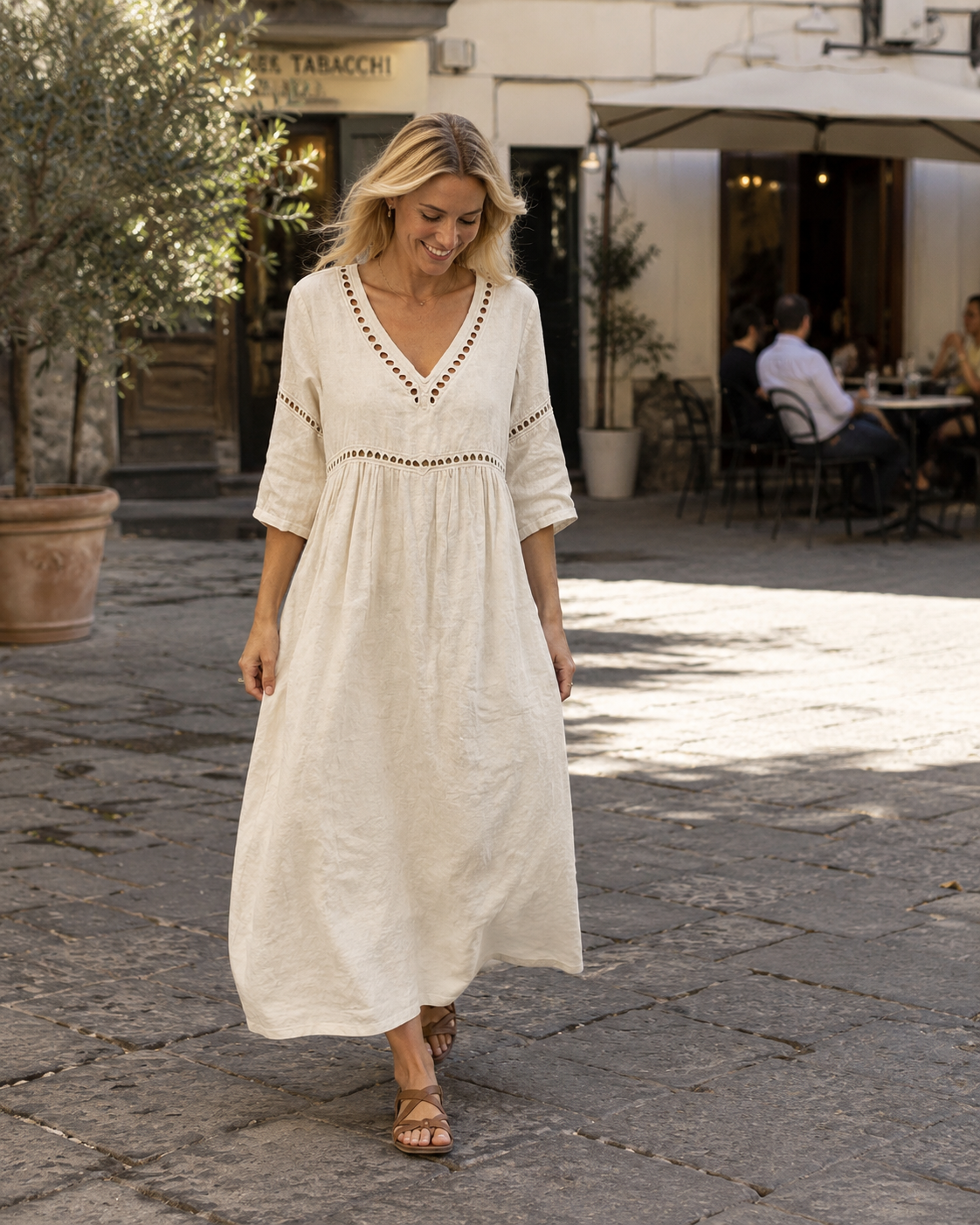 Natalie Vestito Donna Midi – Stile Boho, Scollo a V, Coulisse & Tasche