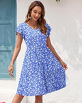 Victoria Vestito Donna Midi – Scollo a V, Maniche Volant, Tasche & Linea A
