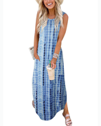 Lily Women's Dress – Casual Maxi Sleeveless Dress with Pockets, Slit & Soft Fit
