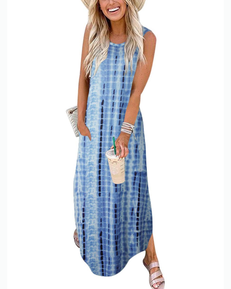 Lily Women's Dress – Casual Maxi Sleeveless Dress with Pockets, Slit & Soft Fit