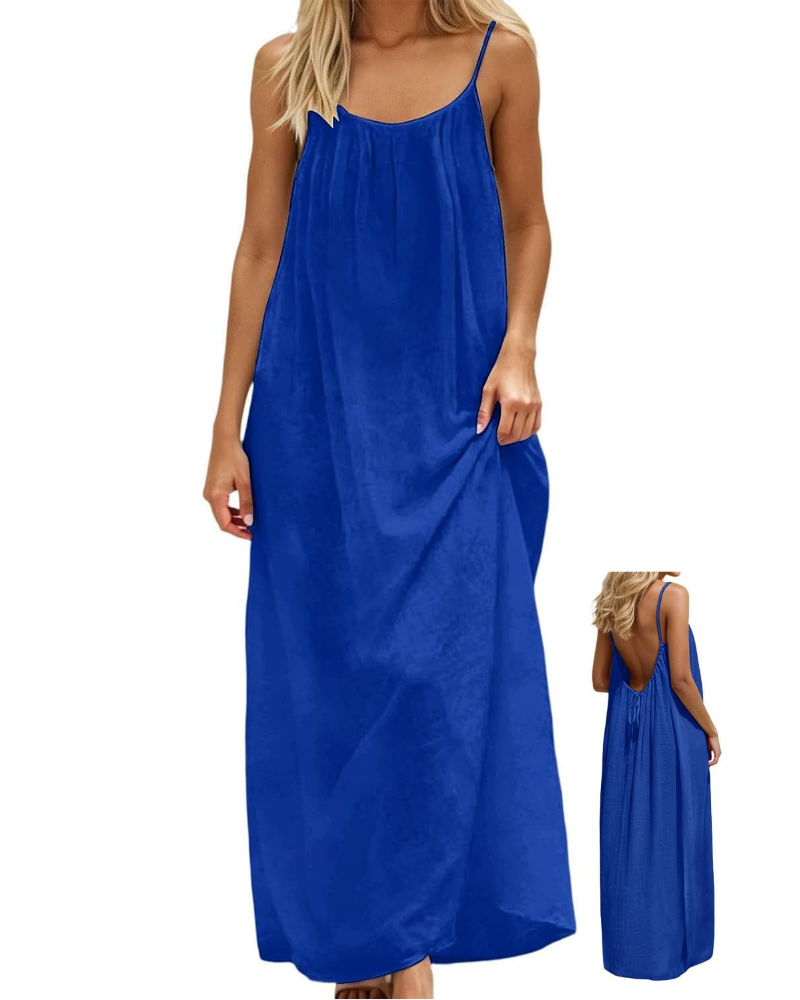 Vestido maxi efecto lino para mujer Claire Abito con tirantes ajustables y espalda descubierta