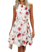 Savannah Vestito Donna Estivo – Halter, Cintura Annodata, Fit Swing & Tessuto Soft