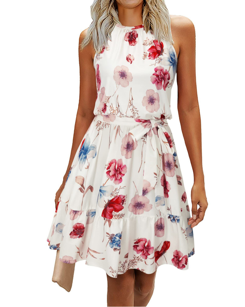 Savannah Vestito Donna Estivo – Halter, Cintura Annodata, Fit Swing & Tessuto Soft