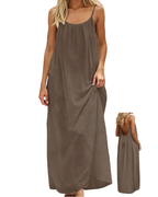 Claire Abito Donna – Maxi kjole med linnedlook, justerbare stropper og åben ryg