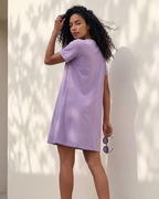 Robe Swing pour Femme Amelia – Robe en Coton Extensible avec Panneaux, Col Rond et Manches Courtes