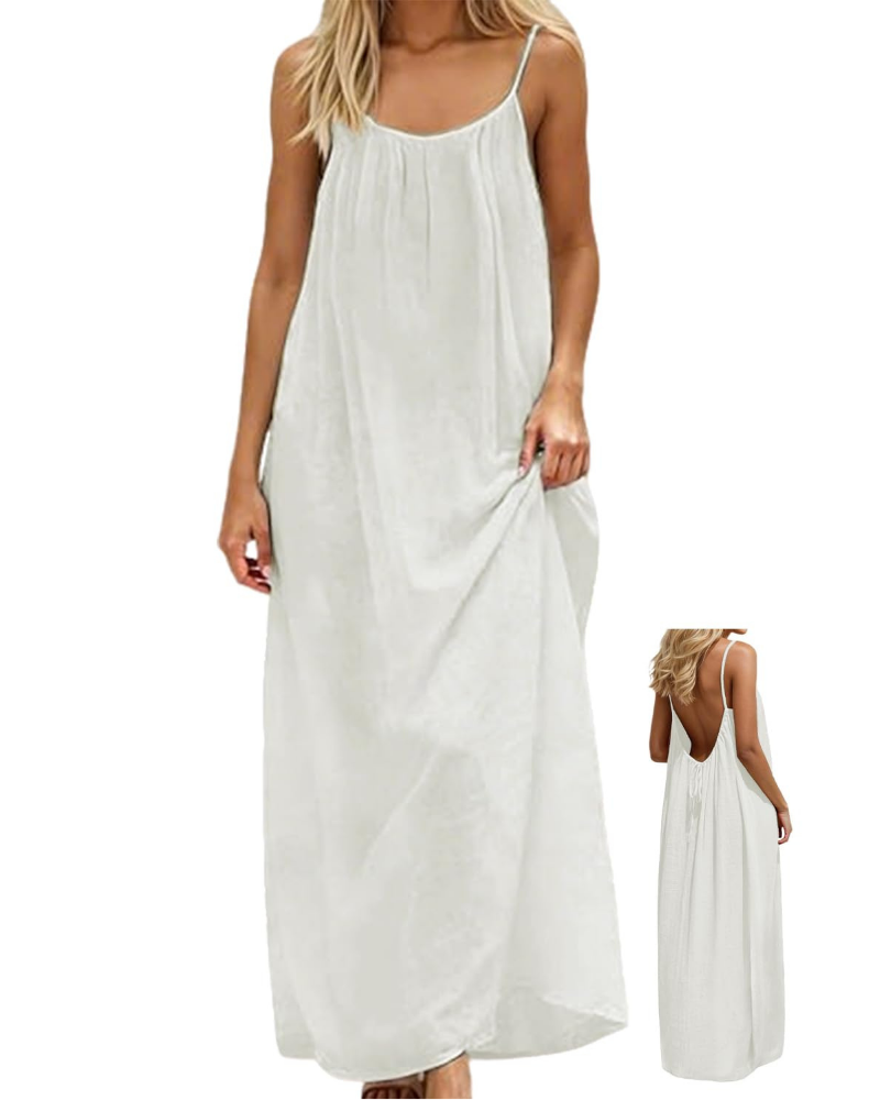 Vestido maxi efecto lino para mujer Claire Abito con tirantes ajustables y espalda descubierta