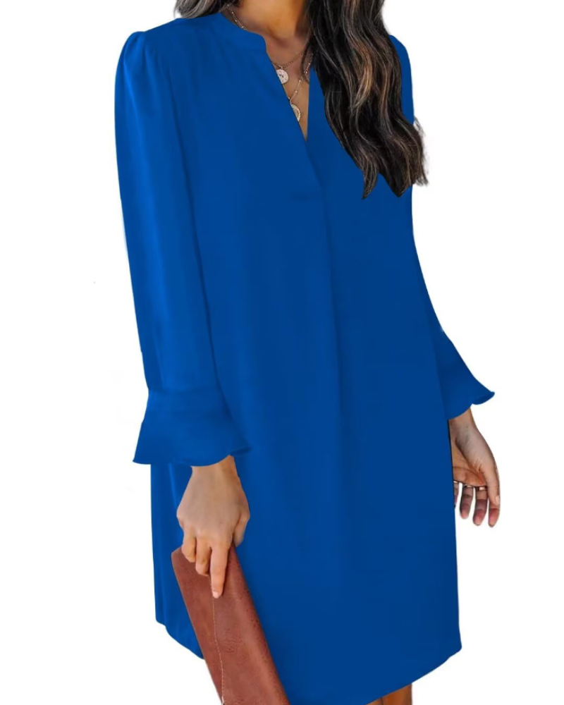 Scarlett Robe Courte Femme – Robe d'Été avec Col en V, Volants et Coupe Ample