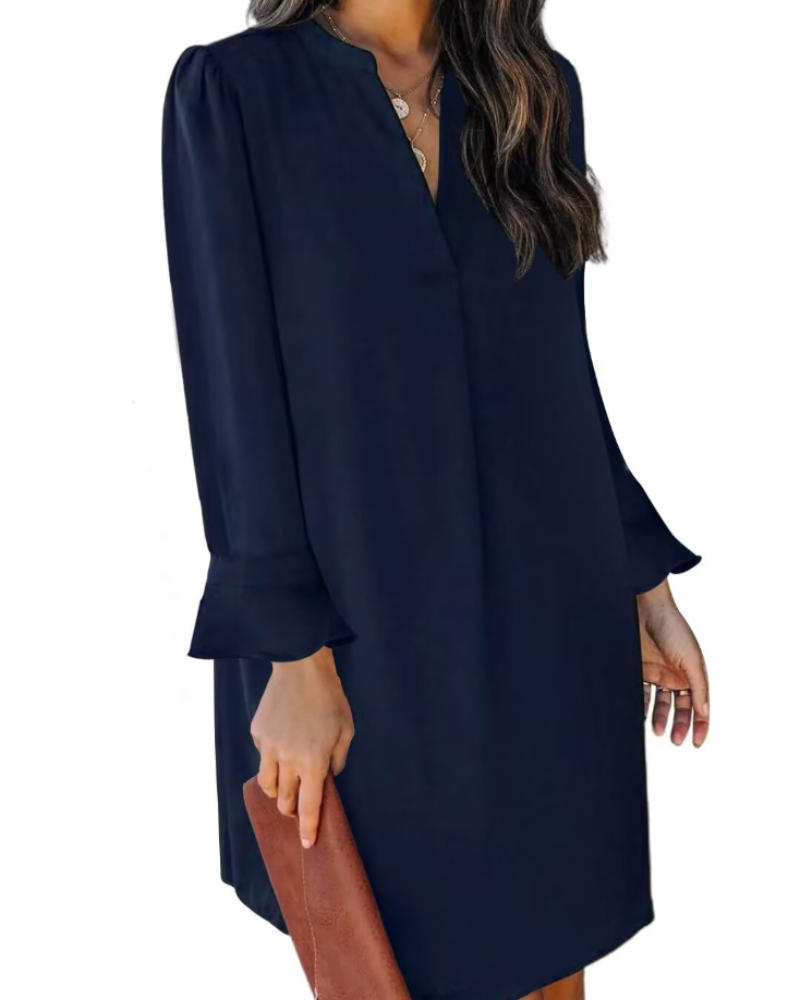 Scarlett Robe Courte Femme – Robe d'Été avec Col en V, Volants et Coupe Ample