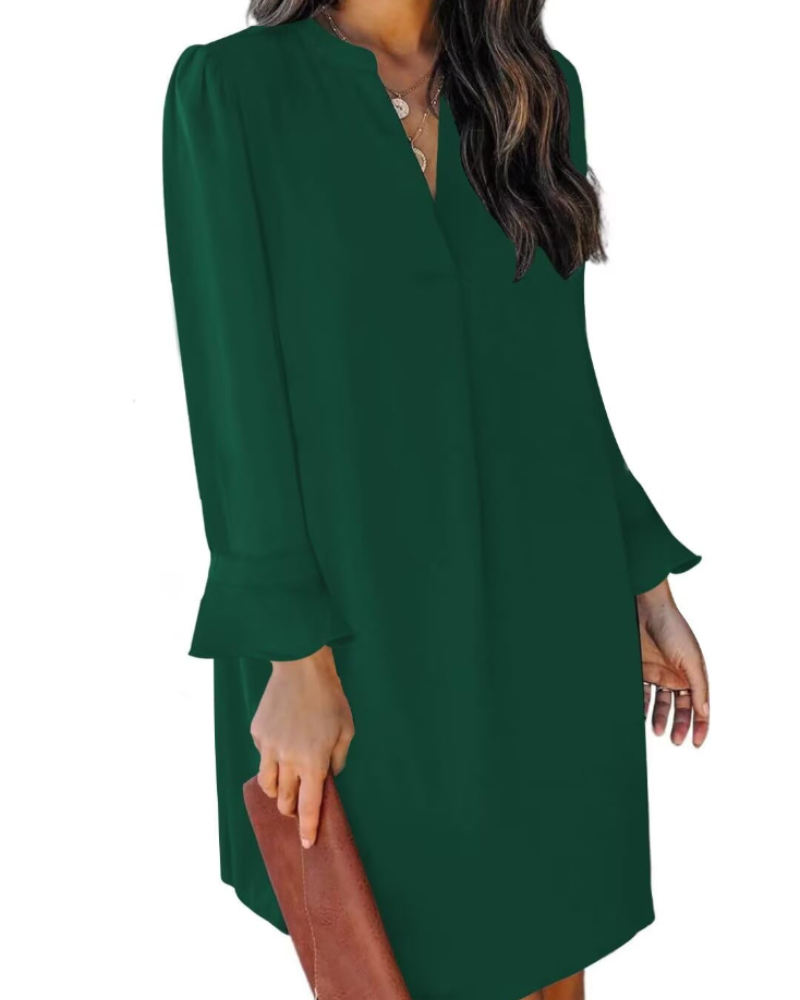 Scarlett Robe Courte Femme – Robe d'Été avec Col en V, Volants et Coupe Ample