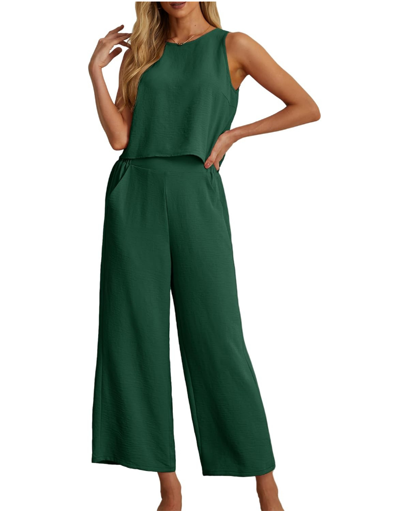 Ensemble Marlowe Donna 2 pièces – Crop top sans manches et pantalon culotte avec poches