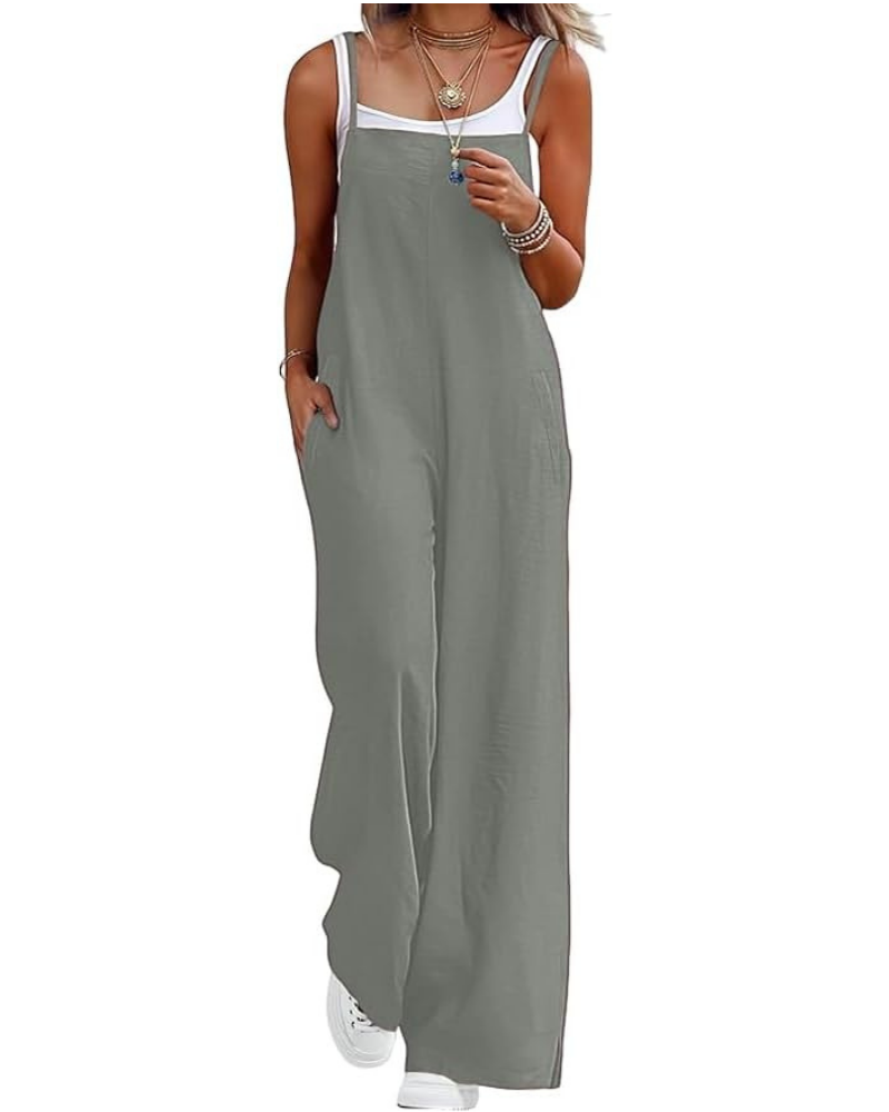 Tabitha Salopette Donna Casual – Smanicata con Scollo Quadrato e Gamba Larga