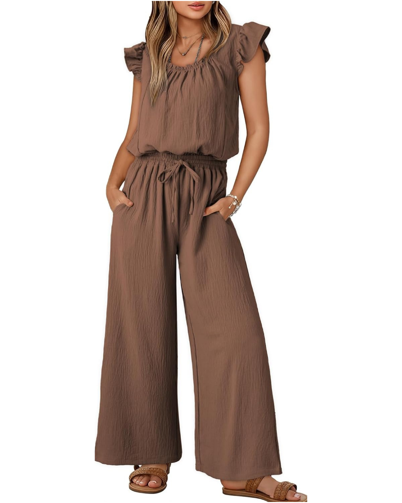 Hadassah Tuta Donna Elegante – Maniche a Volant, Scollo Quadrato e Gamba Larga