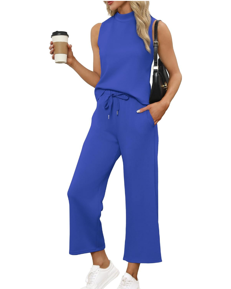 Marigold Complet Femme 2 Pièces – Haut Col Montant et Pantalon Culotte Large