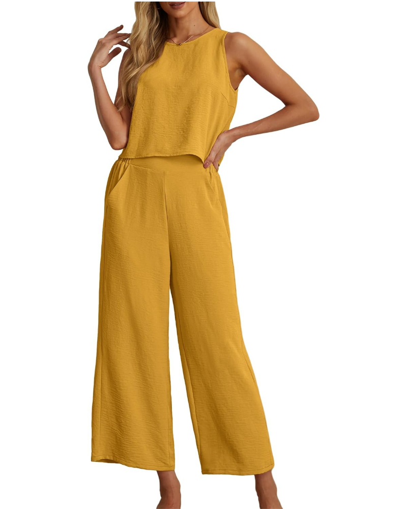 Ensemble Marlowe Donna 2 pièces – Crop top sans manches et pantalon culotte avec poches