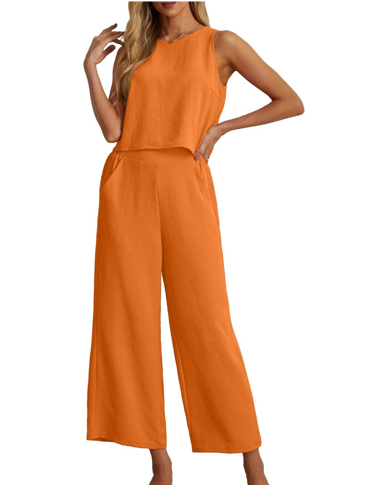 Ensemble Marlowe Donna 2 pièces – Crop top sans manches et pantalon culotte avec poches