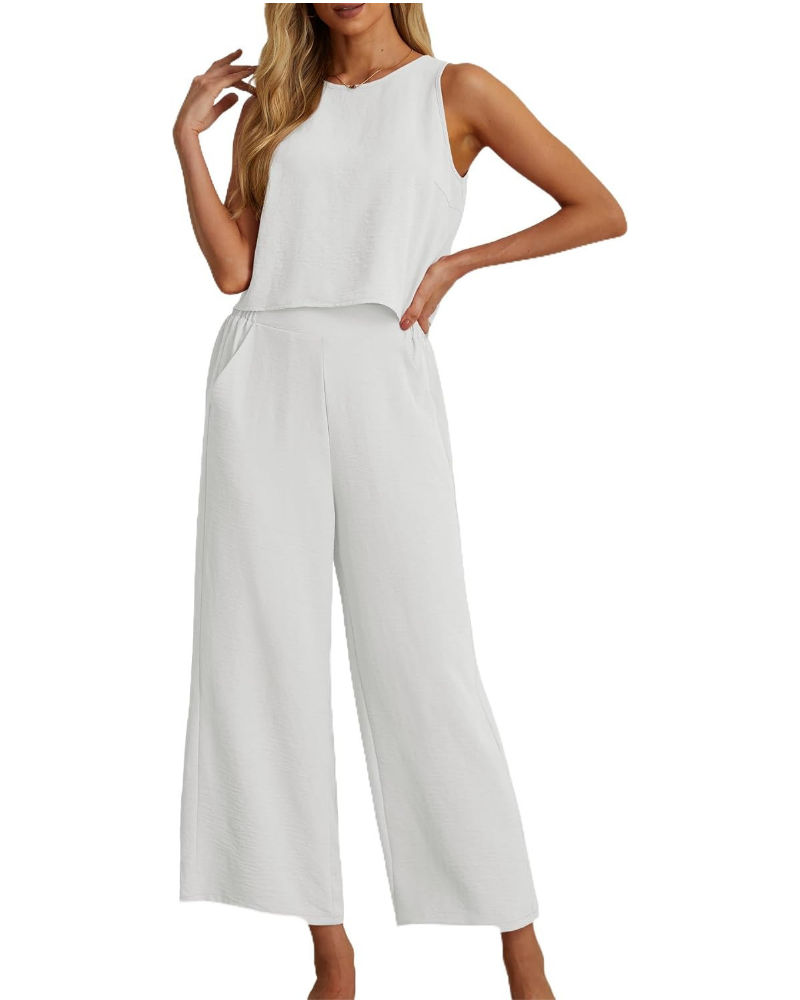 Ensemble Marlowe Donna 2 pièces – Crop top sans manches et pantalon culotte avec poches