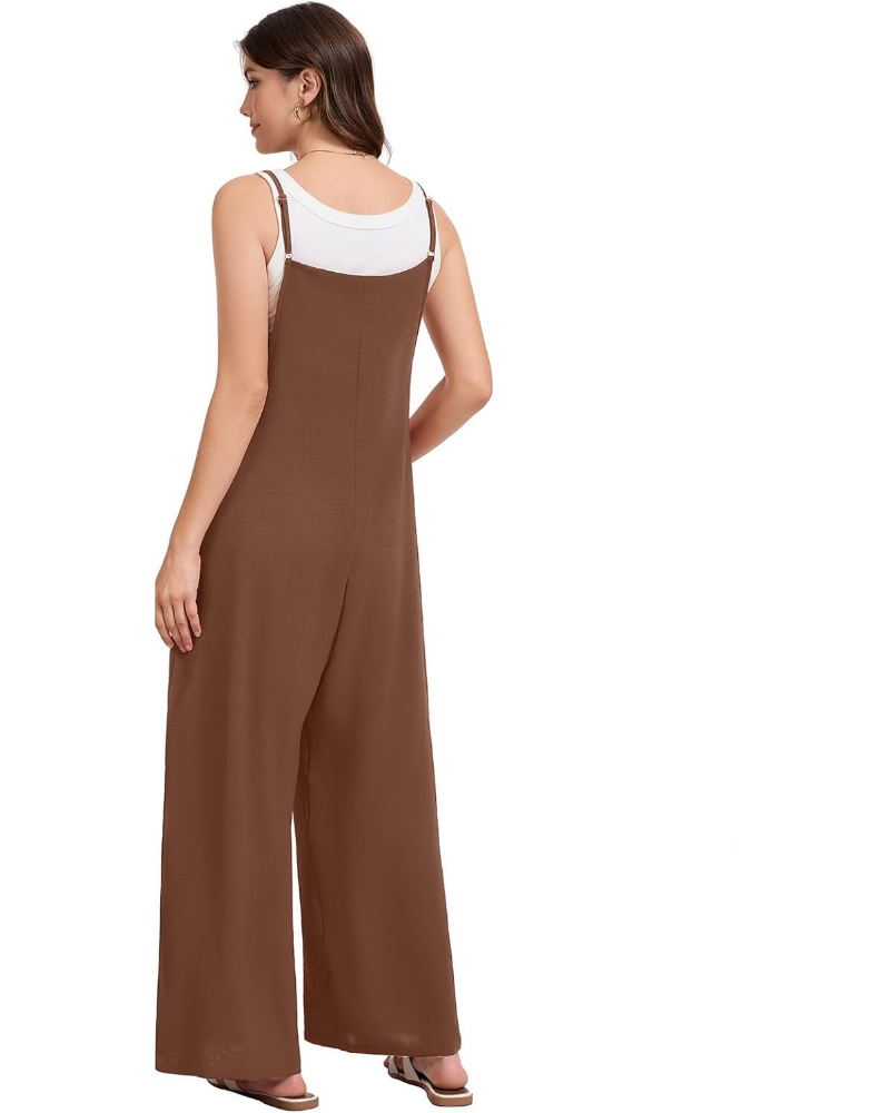 Tabitha Damen-Salopette Casual – Ärmellos mit quadratischem Ausschnitt und weitem Bein