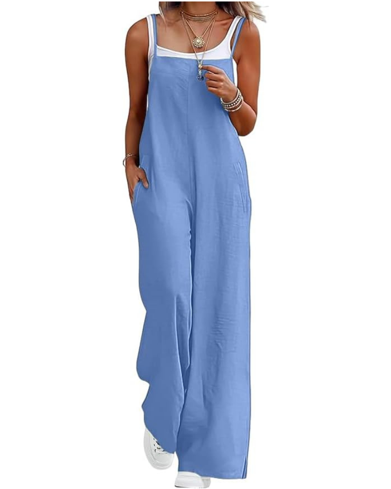 Tabitha Salopette Donna Casual – Smanicata con Scollo Quadrato e Gamba Larga
