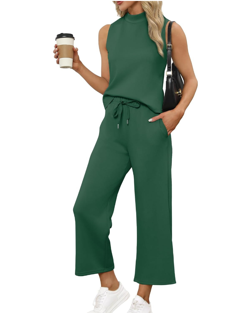 Marigold Complet Femme 2 Pièces – Haut Col Montant et Pantalon Culotte Large