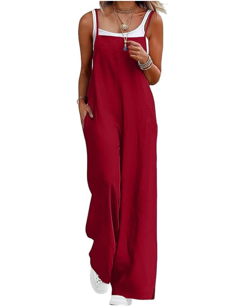 Tabitha Salopette Donna Casual – Smanicata con Scollo Quadrato e Gamba Larga