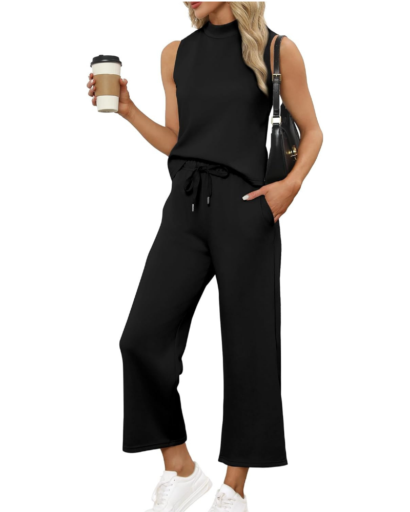 Marigold Complet Femme 2 Pièces – Haut Col Montant et Pantalon Culotte Large