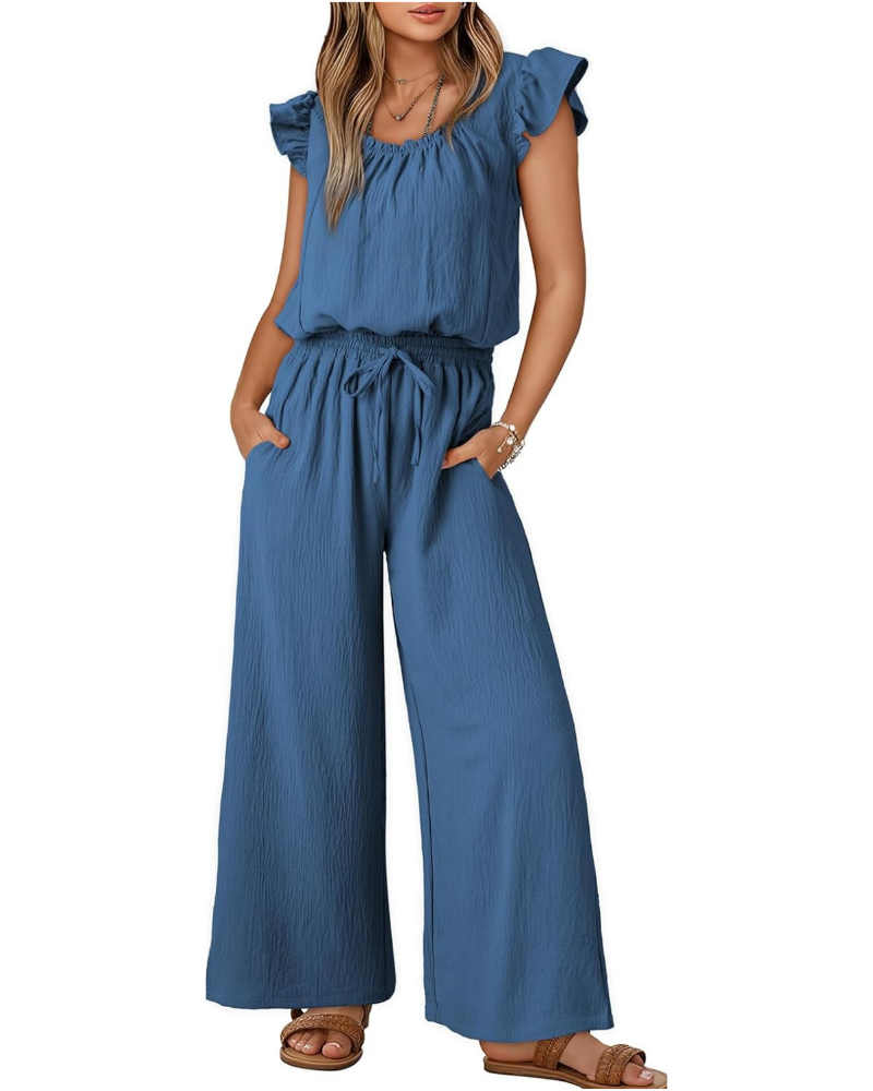 Hadassah Tuta Donna Elegante – Maniche a Volant, Scollo Quadrato e Gamba Larga