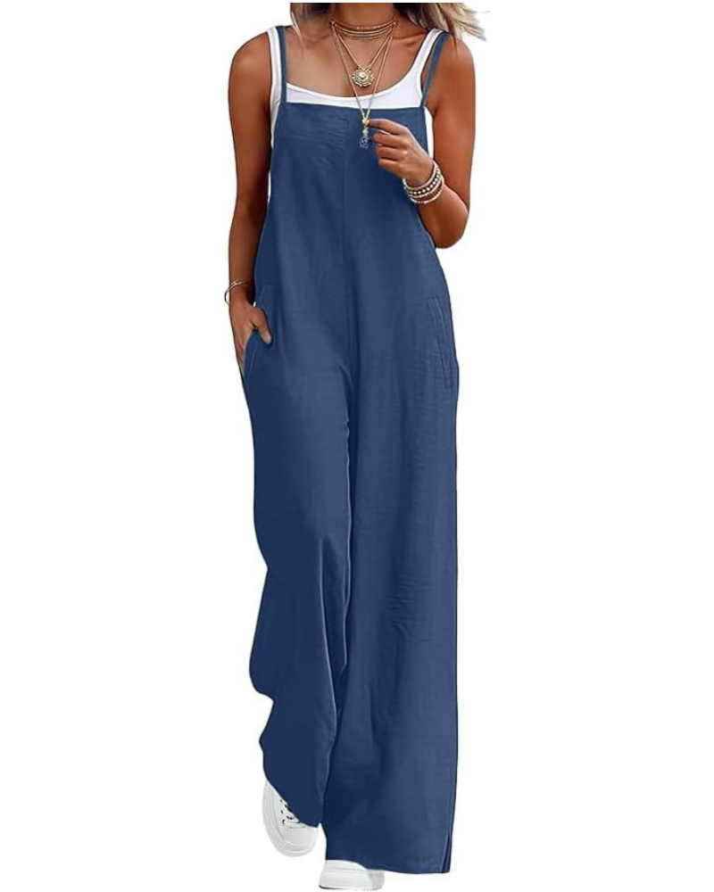 Tabitha Salopette Donna Casual – Smanicata con Scollo Quadrato e Gamba Larga