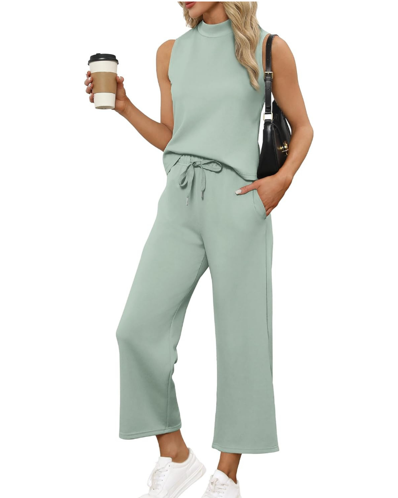 Marigold Complet Femme 2 Pièces – Haut Col Montant et Pantalon Culotte Large
