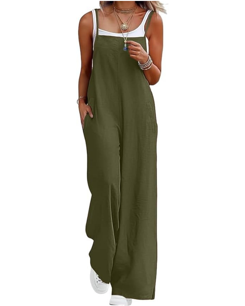 Tabitha Salopette Donna Casual – Smanicata con Scollo Quadrato e Gamba Larga