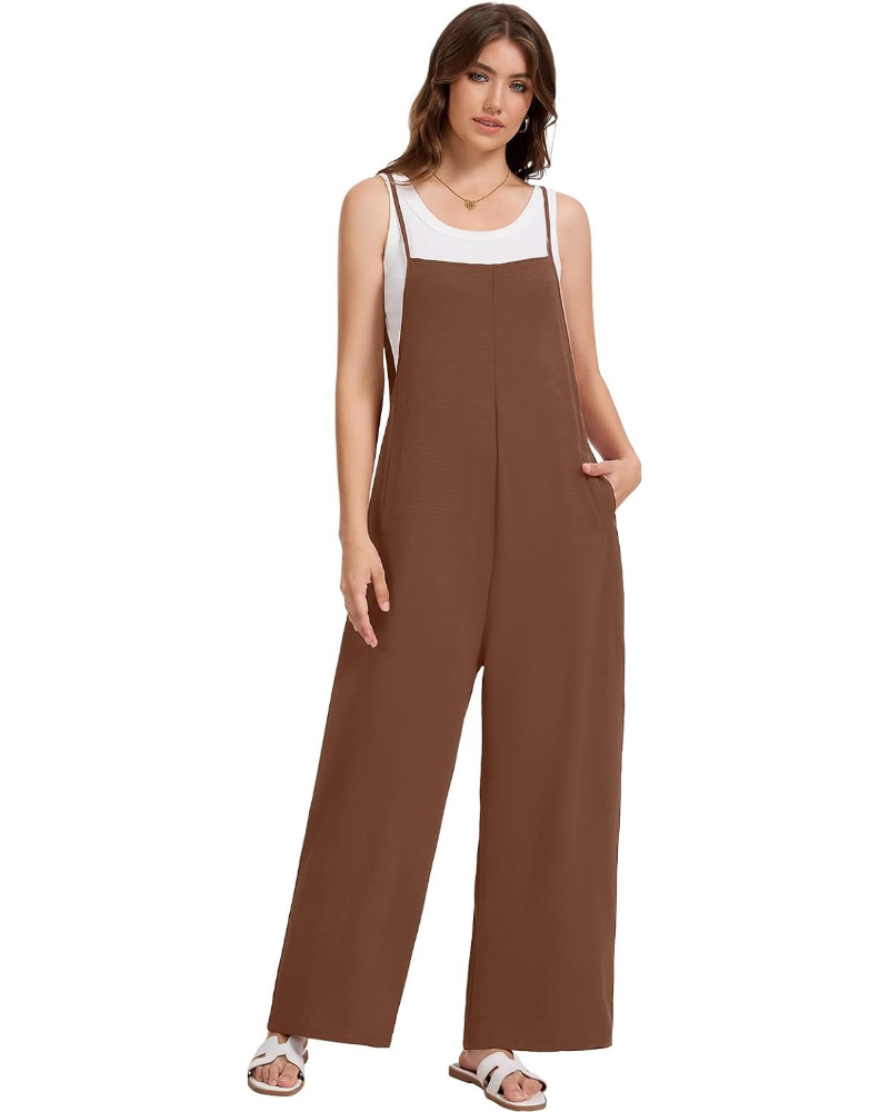 Tabitha Damen-Salopette Casual – Ärmellos mit quadratischem Ausschnitt und weitem Bein