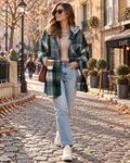 Theodora Damen-Hemdjacke mit Karomuster – gefütterte Kapuze und Oversize-Passform