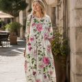 Robe vintage Jelie pour femme – Robe midi à imprimé géométrique, légère élégante