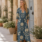 Robe vintage Novy pour femme – Robe midi à imprimé géométrique, légère élégante