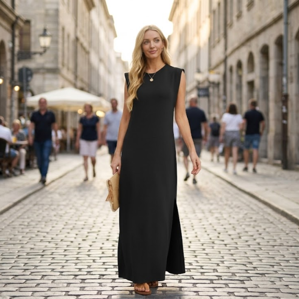 Charlotte Women's Maxi Dress – Elegant Sleeveless Dress with Slit and Pockets