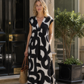 Robe à col en V Sorisa pour femme – Robe légère fluide, style polyvalent chic décontracté