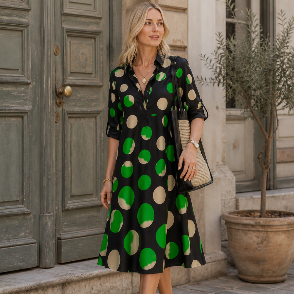 Vestido Midi Elegante Marife para Mujer – Vestido Fluido Clásico, Estilo Versátil Casual Chic