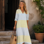 Robe vintage Maria pour femme – Robe midi à imprimé géométrique, légère chic décontractée